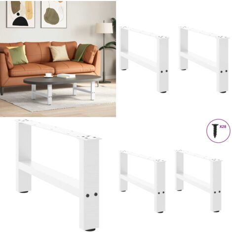 vidaXL Couchtischbeine Weiß 2 Stk. 70x(30-31) cm Stahl