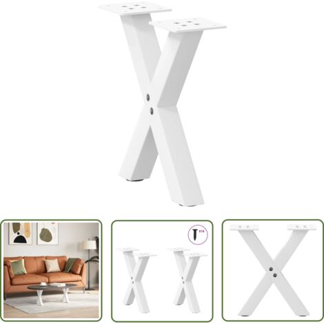vidaXL Couchtischbeine X-Form 2 Stk. Weiß 30x(30-31) cm Stahl