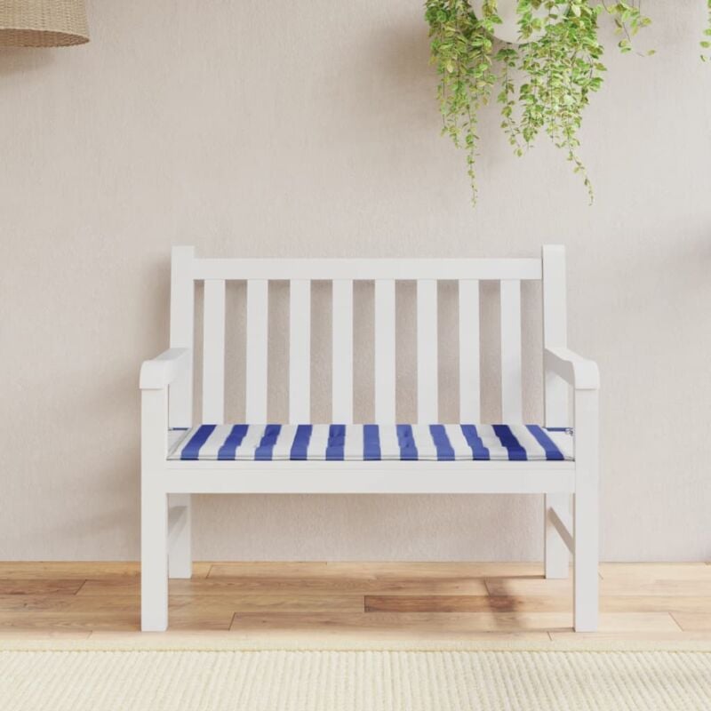Vidaxl - Coussin de banc de jardin rayures bleues et blanches 120x50x3cm