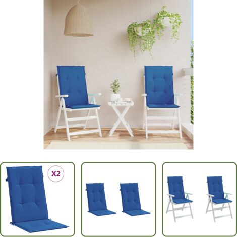 vidaXL Coussin de jardin -  Coussins de chaise de jardin à dossier haut lot de 2 bleu royal