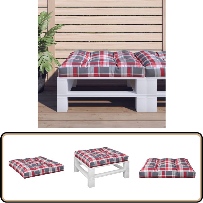 Vidaxl - Coussin de palette motif à carreaux rouge 80x80x12 cm tissu