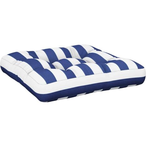 vidaXL Coussin de palette rayure bleue/blanche 58x58x10 cm tissu