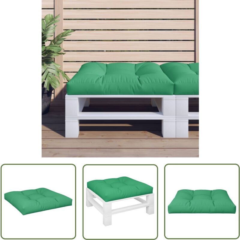 The Living Store - vidaXL Coussin de palette vert 70x70x12 cm tissu