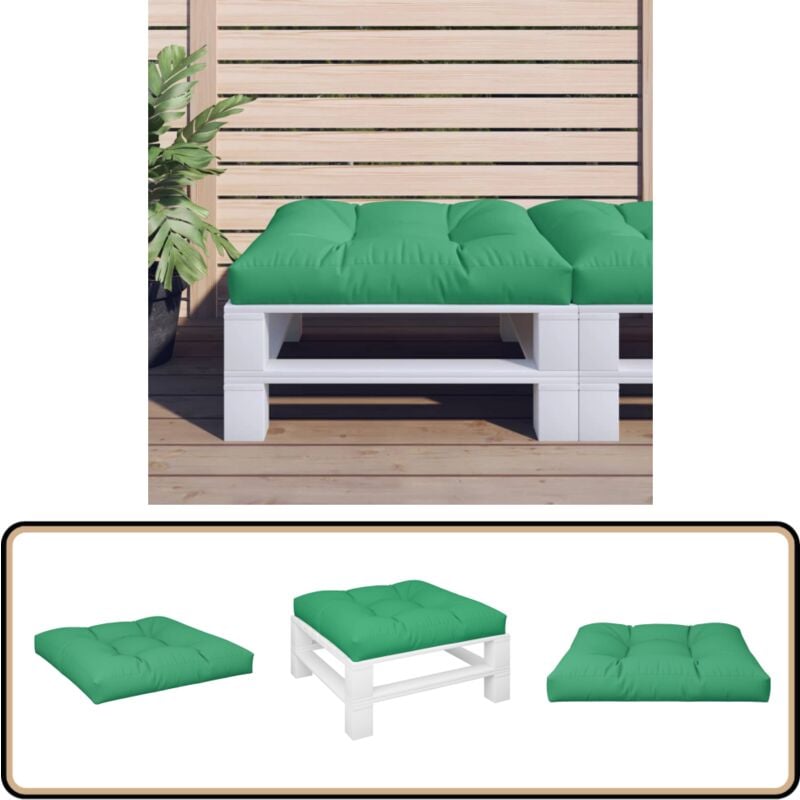 vidaXL Coussin de palette vert 80x80x12 cm tissu