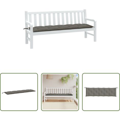 vidaXL Coussin de terrasse -  Coussin de banc de jardin gris foncé mélangé 180x50x7 cm tissu