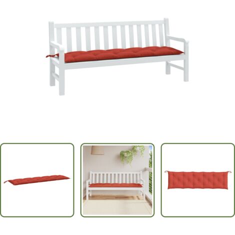 vidaXL Coussin de terrasse -  Coussin de banc de jardin rouge mélangé 180x50x7 cm tissu