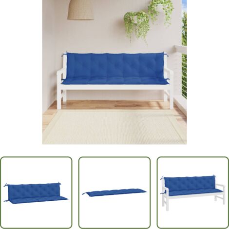 vidaXL Coussin de terrasse -  Coussins de banc jardin lot de 2 bleu 180x50x7 cm tissu Oxford