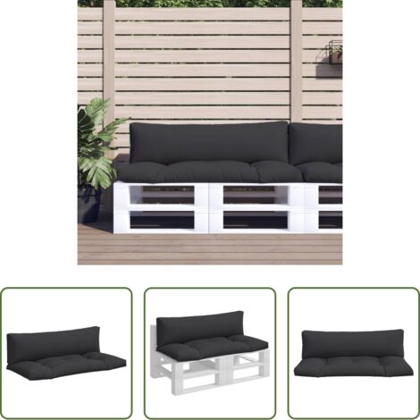 vidaXL Coussin de terrasse -  Coussins de palette lot de 2 noir tissu