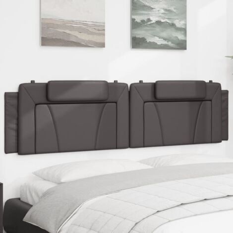 Vidaxl – Coussin de tête de lit 200 cm – Similicuir gris – Mousse confort – Installation facile avec sangles murales