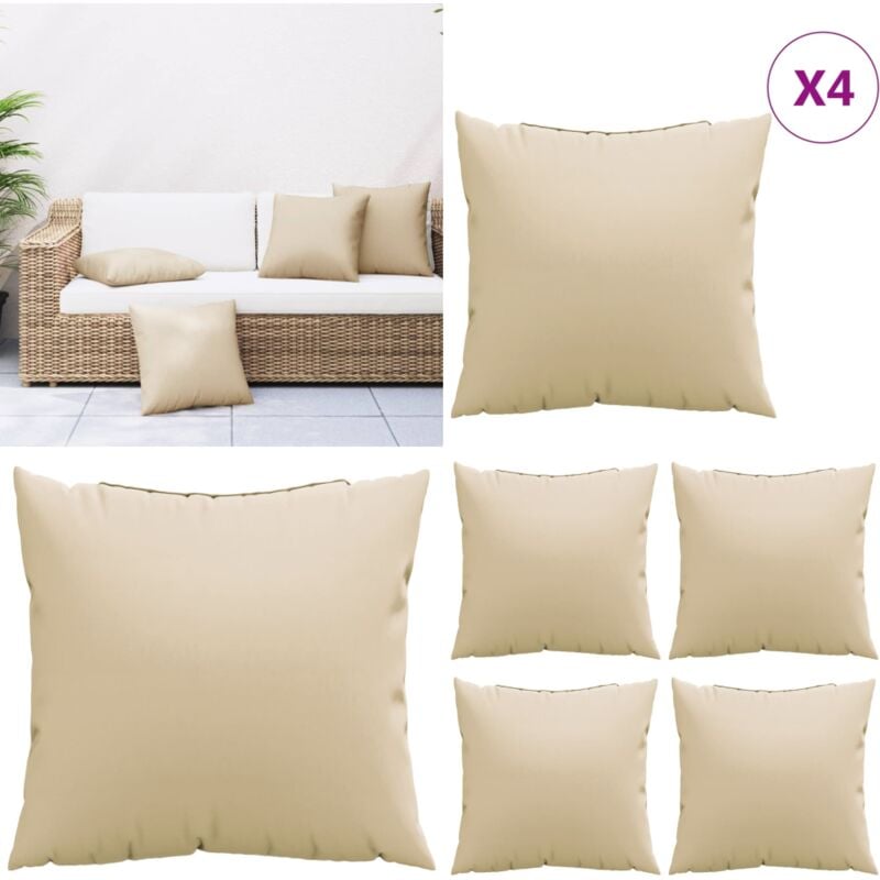 Vidaxl - Coussins de canapé lot de 4 beige 50x50 cm tissu