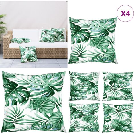 vidaXL Coussins de canapé lot de 4 motif de feuilles 40x40 cm tissu
