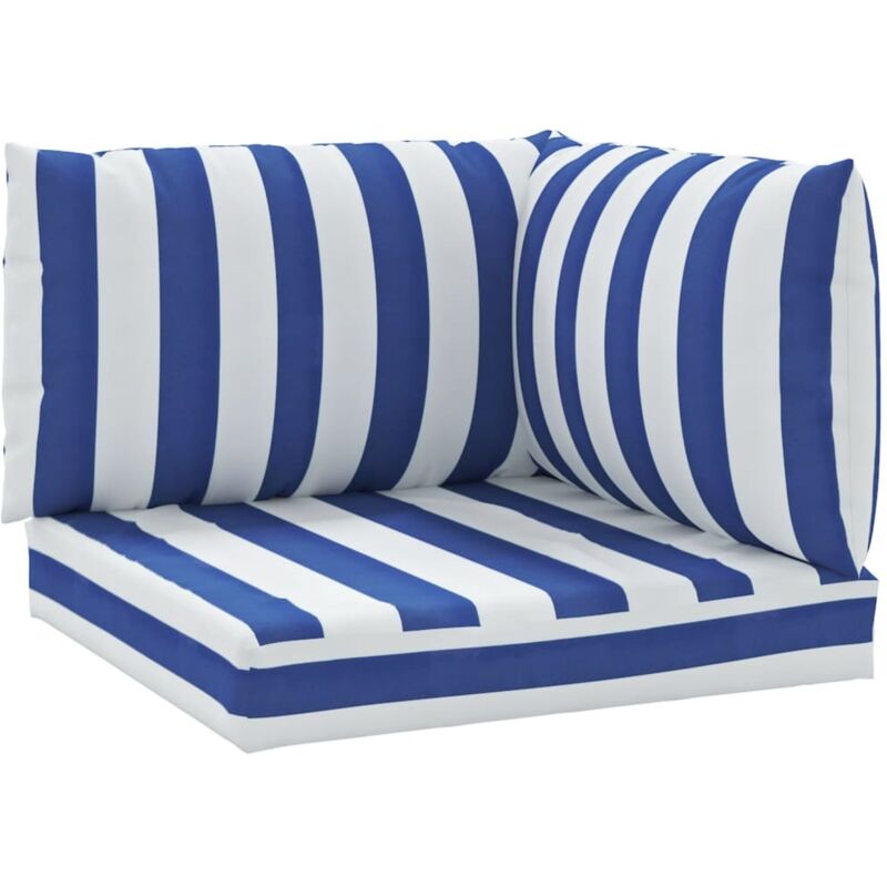 Vidaxl - Coussins de palette lot de 3 rayures bleues/blanches