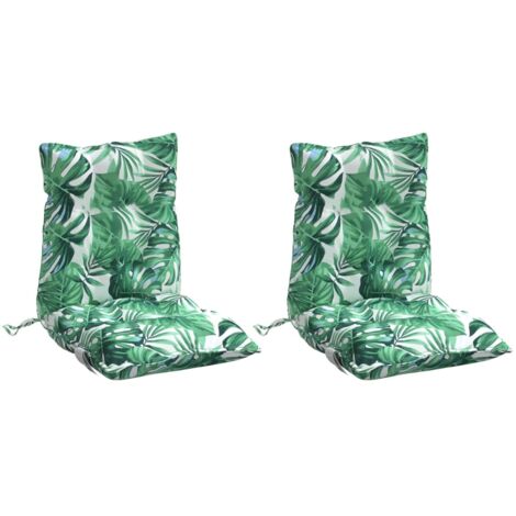 Vidaxl – Coussins de chaise à dossier bas lot de 2 – Dimensions 100x50x7cm – Tissu Oxford imperméable – Motif de feuille décoratif