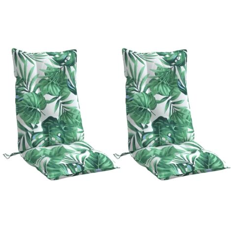 vidaXL Coussins de chaise à dossier haut lot de 2 modèle de feuille