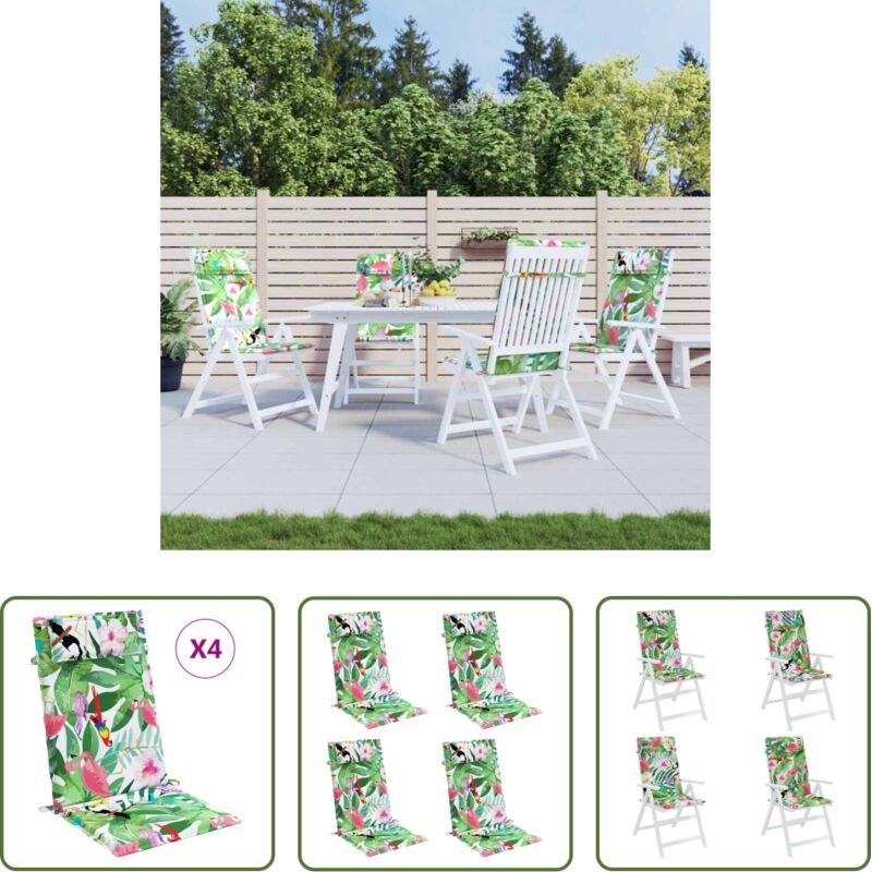 vidaXL Coussin de jardin - Coussins de chaise à dossier haut lot de 4 multicolore