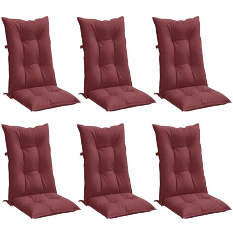 vidaXL Coussins de chaise dossier haut lot de 6 rouge bordeaux mélangé
