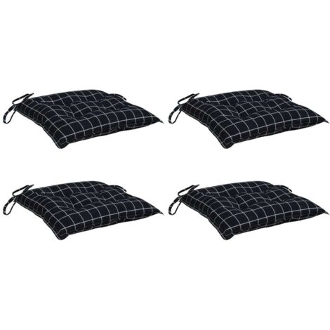 vidaXL Coussins de chaise lot de 4 carreaux noir 50x50x7 cm