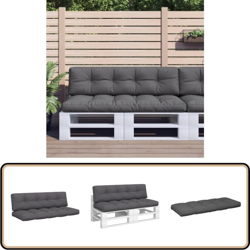 Vidaxl - Coussins de palette lot de 2 anthracite tissu