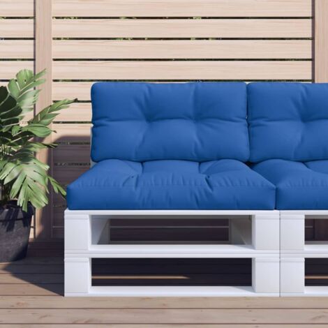 Vidaxl – Coussins de palette lot de 2 – Dimensions 80x80cm et 80x40cm – Tissu polyester imperméable bleu royal – Confort extérieur