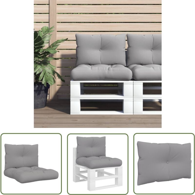 The Living Store - vidaXL Coussins de palette lot de 2 gris tissu