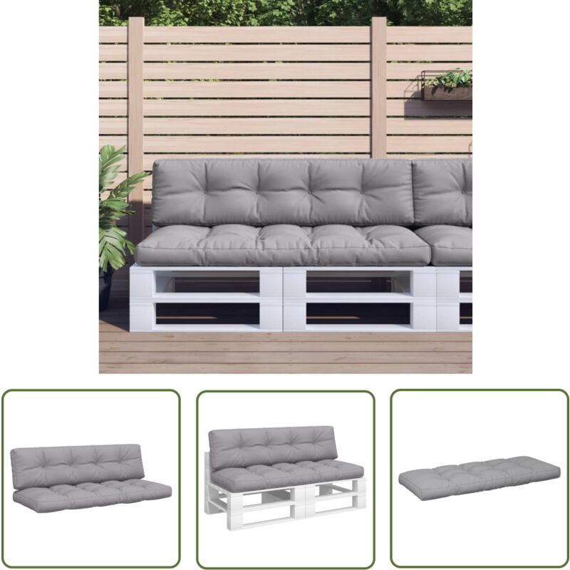The Living Store - vidaXL Coussins de palette lot de 2 gris tissu