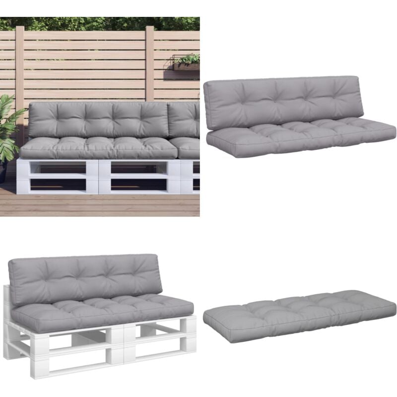 Vidaxl - Coussins de palette lot de 2 gris tissu