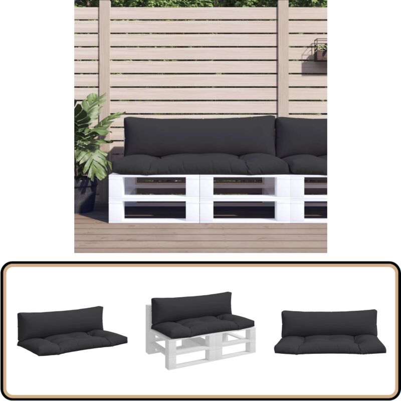 Vidaxl - Coussins de palette lot de 2 noir tissu