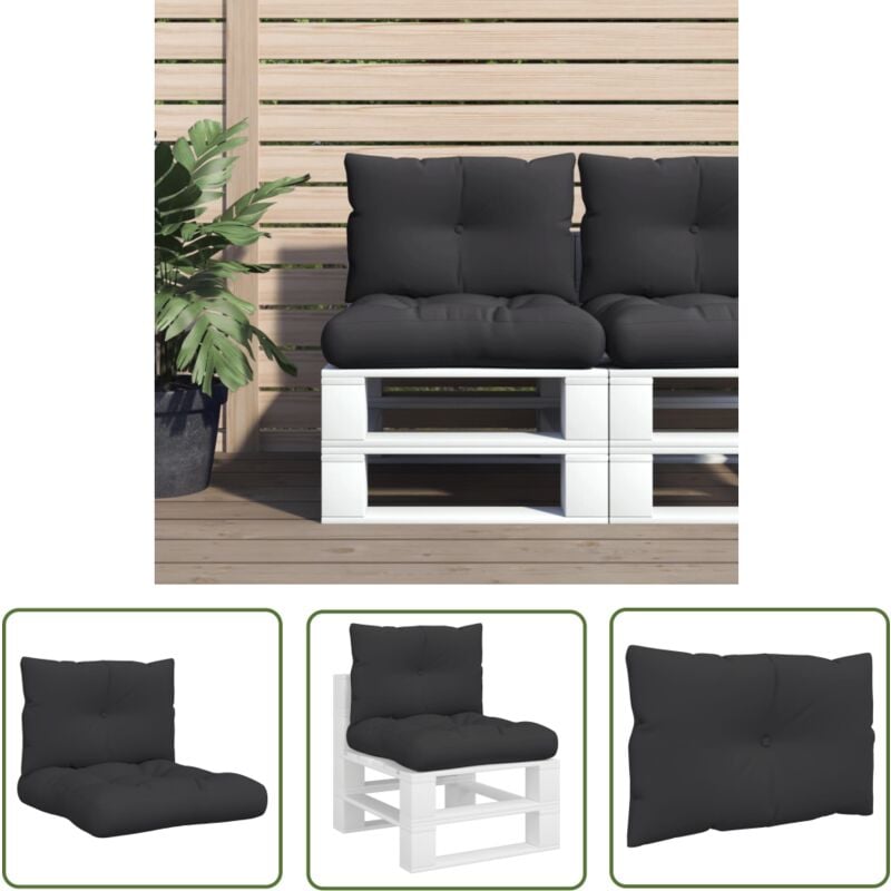 The Living Store - vidaXL Coussins de palette lot de 2 noir tissu