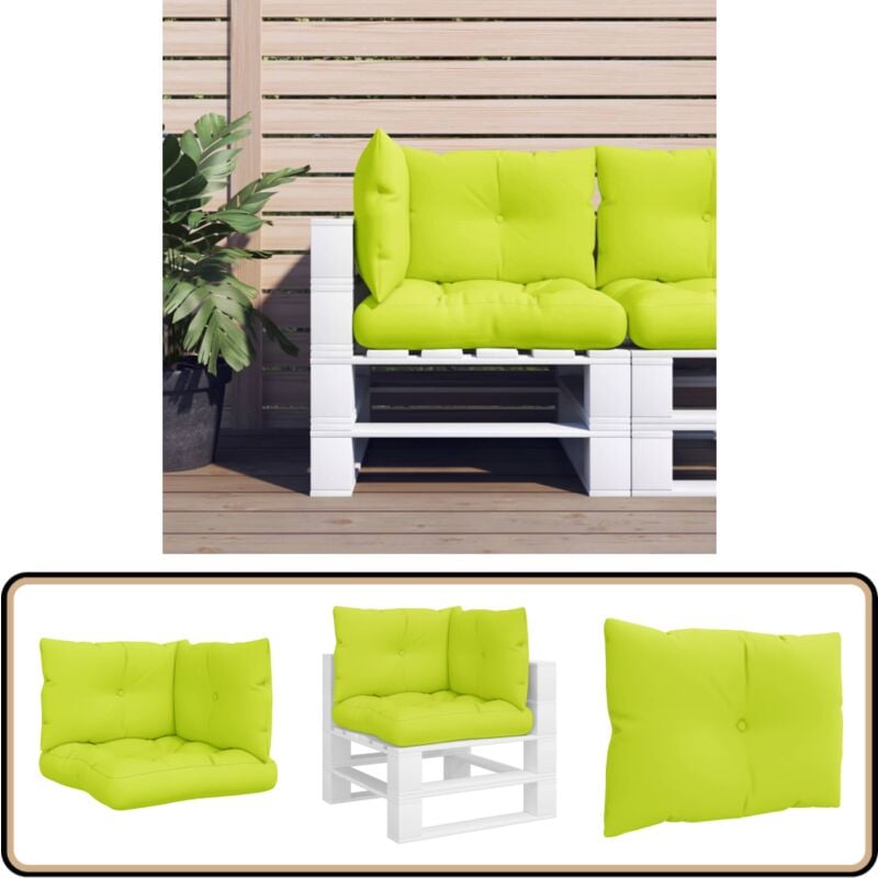 Vidaxl - Coussins de palette lot de 3 vert vif tissu
