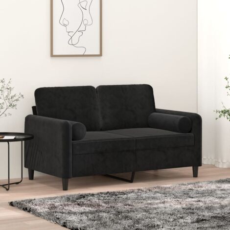 vidaXL Coussins décoratifs lot de 2 Noir Ø15x50 cm Velours