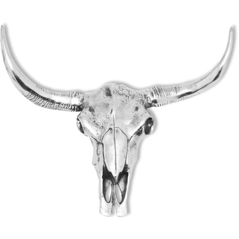 

vidaXL Cráneo de toro decorativo de pared aluminio plateado - Plateado