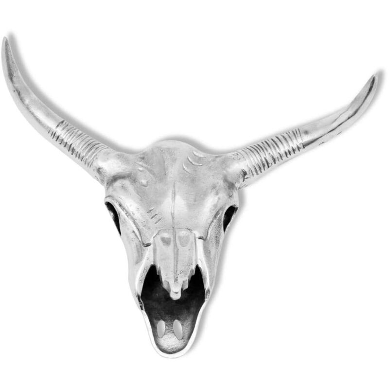 

vidaXL Cráneo de toro decorativo de pared aluminio plateado - Plateado