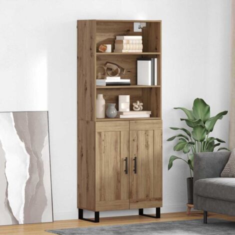 vidaXL Credenza 2 pcs Rovere artigianale Legno multistrato