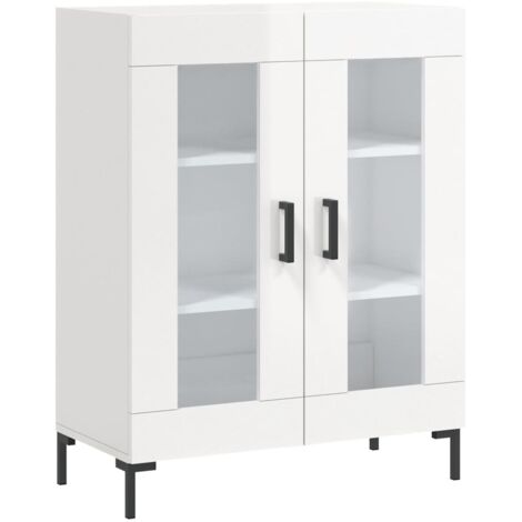 vidaXL Credenza 69,5x34x90 cm in Legno Multistrato Bianco Lucido
