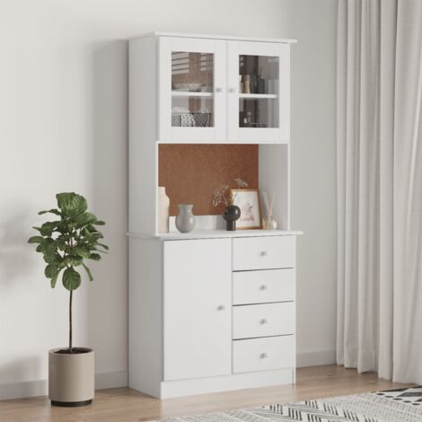 vidaXL Credenza ALTA Bianca 77x35x165 cm in Legno Massello di Pino