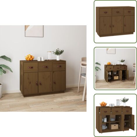 - vidaXL Credenza ambra 100x40x75 cm in Legno Massello di Pino -