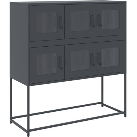vidaXL Credenza Antracite 100,5x39x107 cm in Acciaio Laminato a Freddo