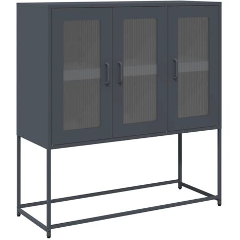 vidaXL Credenza Antracite 100,5x39x107 cm in Acciaio Laminato a Freddo