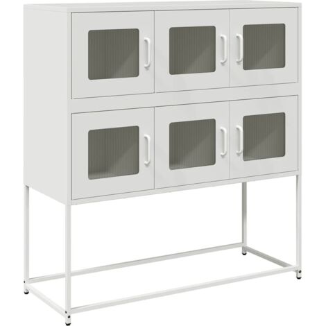 vidaXL Credenza Bianca 100,5x39x107 cm in Acciaio Laminato a Freddo