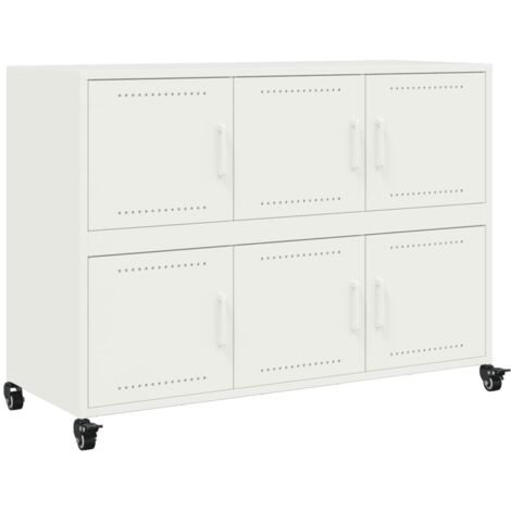 vidaXL Credenza Bianca 100,5x39x72 cm in Acciaio Laminato a Freddo