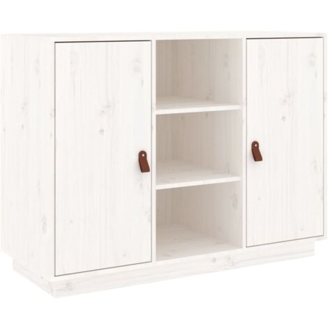 vidaXL Credenza Bianca 100x40x75 cm in Legno Massello di Pino
