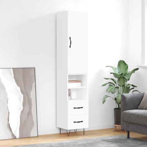 vidaXL Credenza Bianca 34,5x34x180 cm in Legno Multistrato