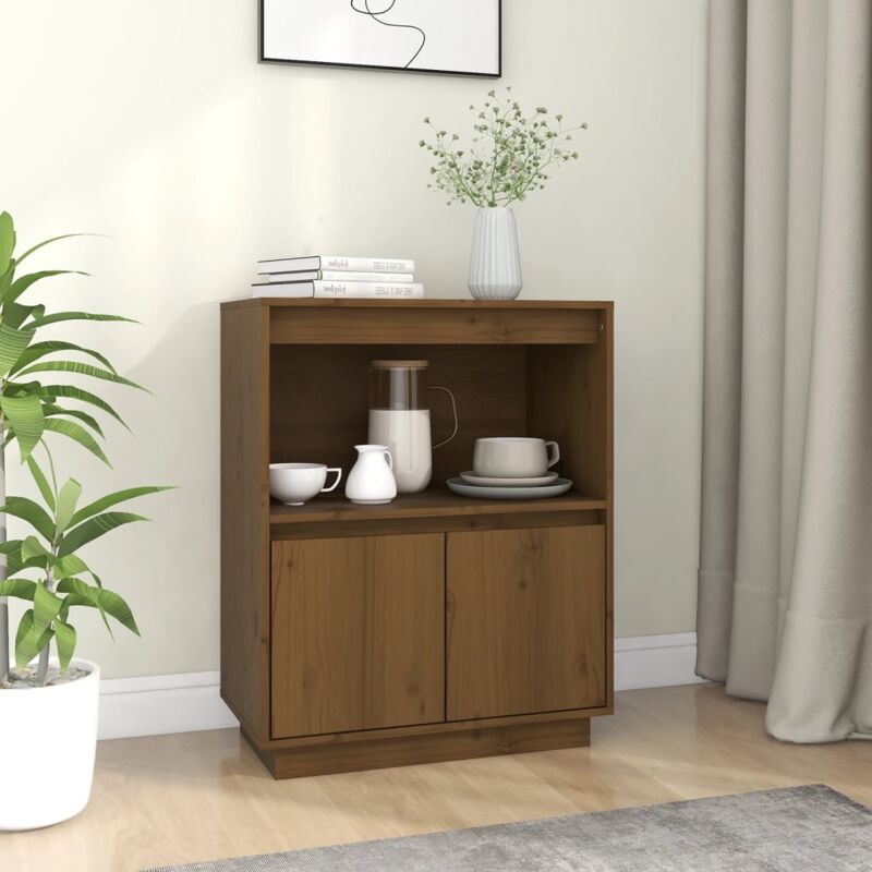 Vidaxl - Credenza Marrone Ambra 60x34x75 cm in Legno Massello di Pino