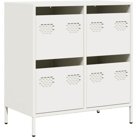 vidaXL Credenza Bianca 68x39x73,5 cm in Acciaio Laminato a Freddo