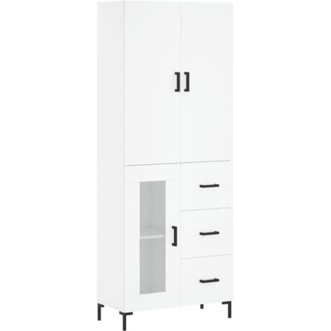 vidaXL Credenza Bianca 69,5x34x180 cm in Legno Multistrato
