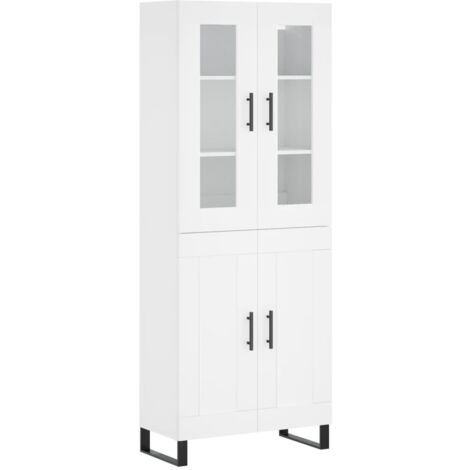 vidaXL Credenza Bianca 69,5x34x180 cm in Legno Multistrato