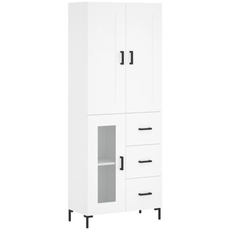 vidaXL Credenza Bianca 69,5x34x180 cm in Legno Multistrato