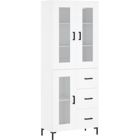 vidaXL Credenza Bianca 69,5x34x180 cm in Legno Multistrato