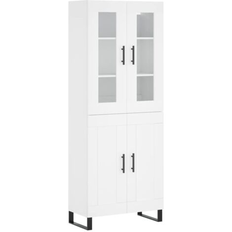 vidaXL Credenza Bianca 69,5x34x180 cm in Legno Multistrato