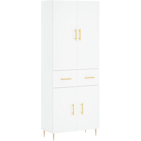 vidaXL Credenza Bianca 69,5x34x180 cm in Legno Multistrato